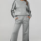 Round Neck Long Sleeve Top and Pants Active Set