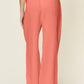 Double Take Full Size Texture Drawstring Wide Leg Pants