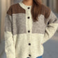 Color Block Round Neck Button Up Cardigan