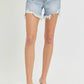 RISEN High Rise Side Step Hem Denim Shorts