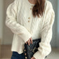 Cable-Knit Round Neck Long Sleeve Cardigan