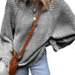 Textured Striped Round Neck Long Sleeve Top