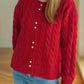 Cable-Knit Round Neck Long Sleeve Cardigan