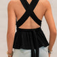 Tied Backless Peplum Top