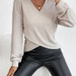 Surplice Dropped Shoulder Long Sleeve T-Shirt