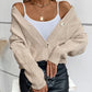 Cable-Knit Round Neck Button Up Cardigan