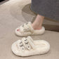 Faux Fur Furry Buckle Slippers