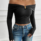 Devine Off-Shoulder Long Sleeve T-Shirt