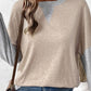 Perfee Contrast Round Neck Long Sleeve T-Shirt