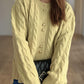 Cable-Knit Round Neck Long Sleeve Cardigan