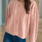 Cable-Knit Round Neck Long Sleeve Cardigan