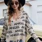 ANGEL Distressed V-Neck Dropped Shoulder Sweater