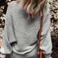 Textured Striped Round Neck Long Sleeve Top