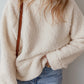 Turtleneck Long Sleeve Slit Fleece Sweatshirt