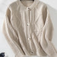 Cable-Knit Round Neck Button Up Cardigan