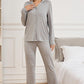 Button Up Long Sleeve Top and Pants Lounge Set