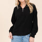 BOMBOM Quarter Zip Long Sleeve Sweatshirt with Pockets