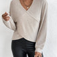 Surplice Dropped Shoulder Long Sleeve T-Shirt