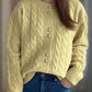 Cable-Knit Round Neck Long Sleeve Cardigan