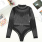 Rhinestone Round Neck Long Sleeve Bodysuit