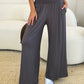 Double Take Full Size Smocked Wide Waistband Wide Leg Pants