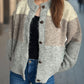 Color Block Round Neck Button Up Cardigan