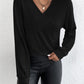 Surplice Dropped Shoulder Long Sleeve T-Shirt