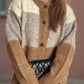 Color Block Round Neck Button Up Cardigan