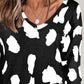 Full Size Printed V-Neck Long Sleeve Top