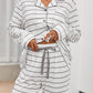 Striped V-Neck Long Sleeve Top and Pants Lounge Set