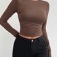 Devine Backless Round Neck Long Sleeve T-Shirt