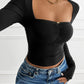 Devine Cutout Square Neck Long Sleeve T-Shirt