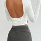 Devine Backless Round Neck Long Sleeve T-Shirt