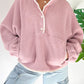 Half Snap Long Sleeve Sweatshirt with Side Slit Pockets