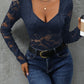 Perfee Lace Long Sleeve Bodysuit