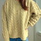 Cable-Knit Round Neck Long Sleeve Cardigan