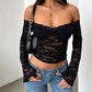 Devine Lace Off-Shoulder Long Sleeve Top