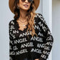 ANGEL Distressed V-Neck Dropped Shoulder Sweater