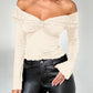 Devine Twisted Ruffled Off-Shoulder Long Sleeve T-Shirt