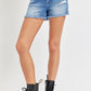 RISEN Full Size High Rise Distressed Raw Hem Denim Shorts