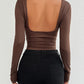 Devine Backless Round Neck Long Sleeve T-Shirt