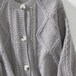 Cable-Knit Round Neck Button Up Cardigan