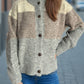 Color Block Round Neck Button Up Cardigan