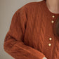 Cable-Knit Round Neck Long Sleeve Cardigan