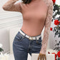 Mock Neck Lace Long Sleeve T-Shirt