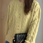 Cable-Knit Round Neck Long Sleeve Cardigan