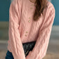 Cable-Knit Round Neck Long Sleeve Cardigan