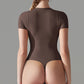 Round Neck Short Sleeve Active Bodysuit