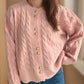 Cable-Knit Round Neck Long Sleeve Cardigan