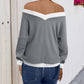 Contrast Trim Off-Shoulder Long Sleeve Sweatshirt